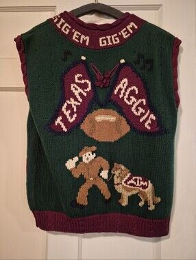 Vintage Texas A&M Aggies Reveille Gig 'Em Knit Sweater Vest Women's Large